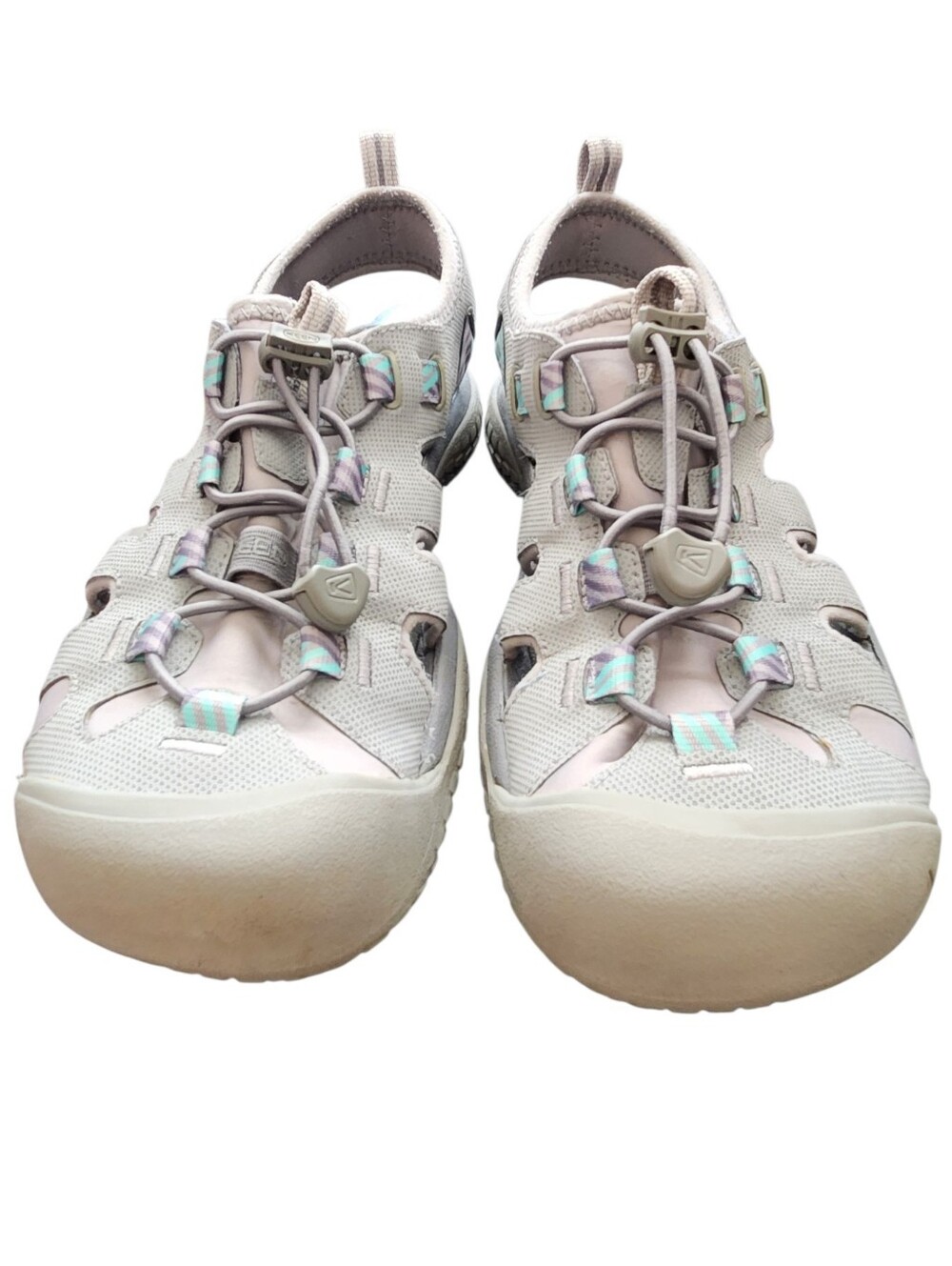 KEEN Whisper Waterproof Closed Toe Hiking Sandals Gray/Mint Green/Pink Size 9.5 - Picture 3 of 11